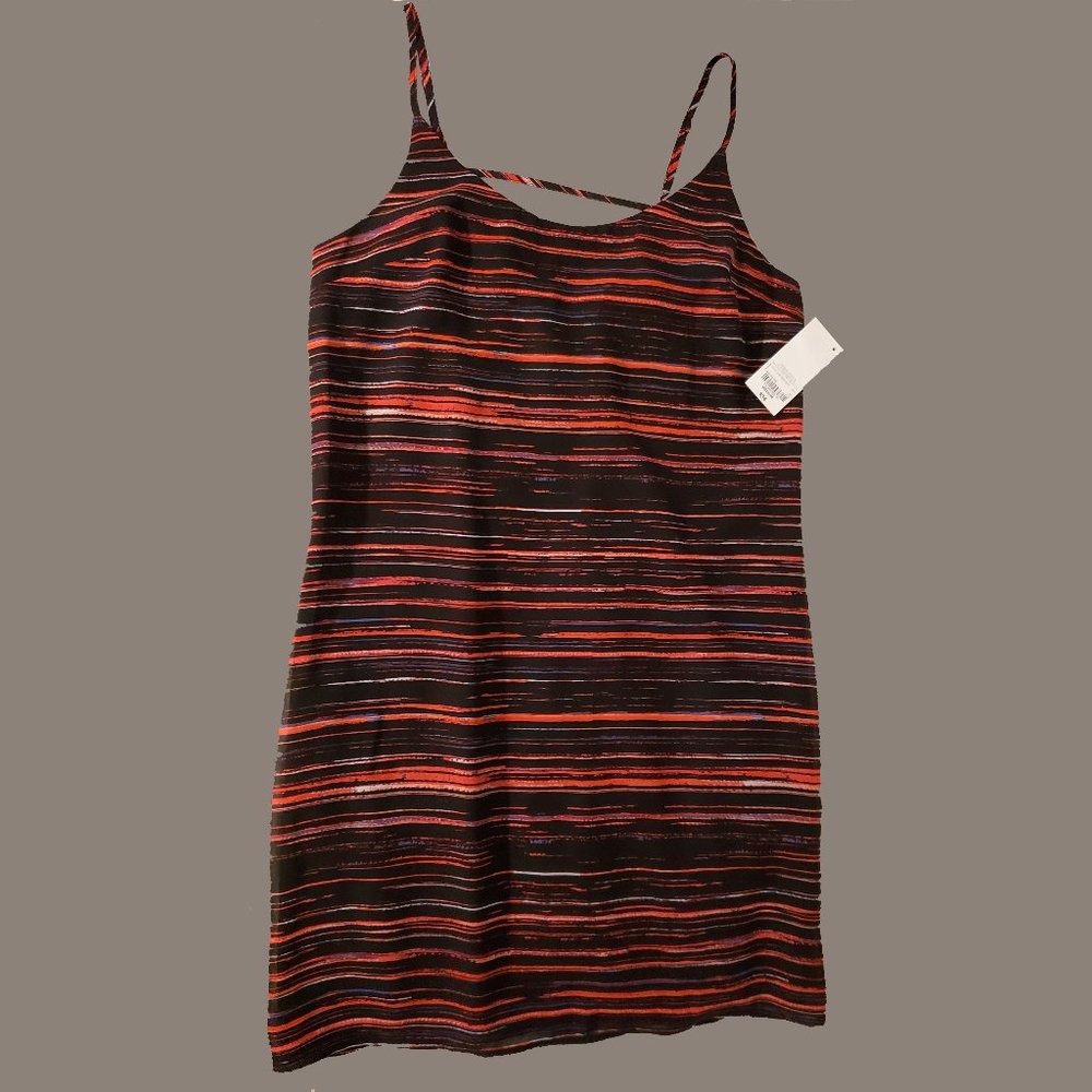 New Multi colored striped spaghetti strap dress